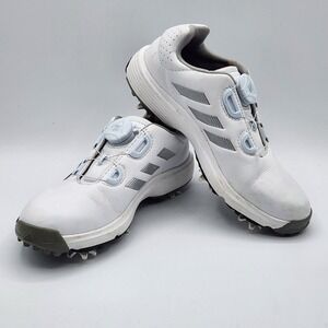 adidas White Kids Golf Sneakers with Gray Accents